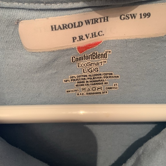 Ultra Soft Hanes EcoSmart Comfort Blend Sky Blue Polo Shirt SZ Large - Picture 3 of 7